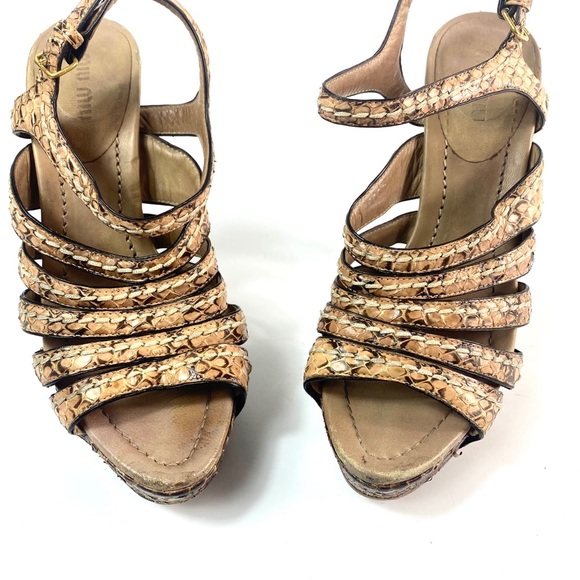 MIU MIU by PRADA Blush Snakeskin Platform Sandals - Picture 3 of 9